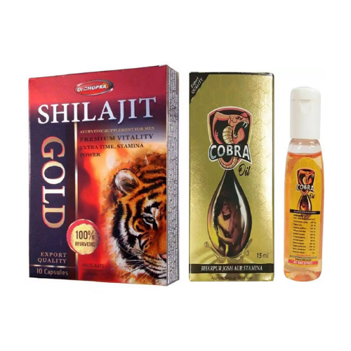 Cobra Oil and Ayurvedic Shilajit Capsules Combo for Men