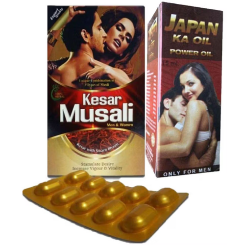 Kesar Musali Capsules + Japan Ka Power Oil Combo – Extra Time & Stamina