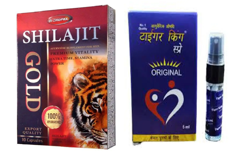 Ayurvedic Shilajit Capsules and Tiger King Spray Combo – Male Vitality Support