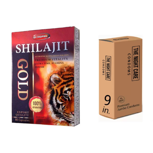 Shilajit and Jumbo Extra Dotted Condom Combo for Men