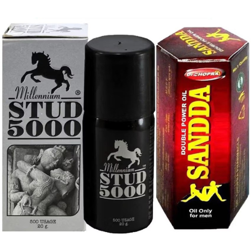 Stud 5000 Delay Spray and Sandda Oil Combo Pack for Men – 20ml + 15ml