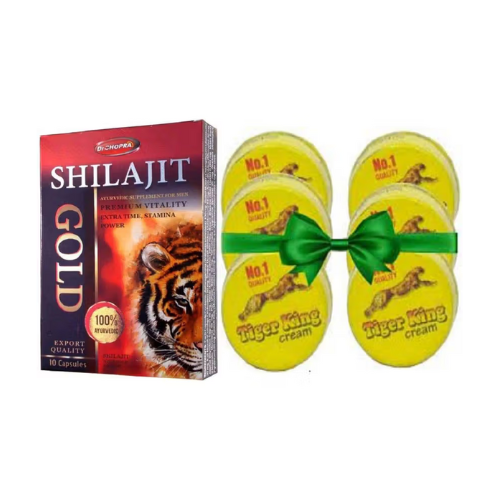 Tiger King Cream 6-Pack with Shilajit Capsules Combo for Men