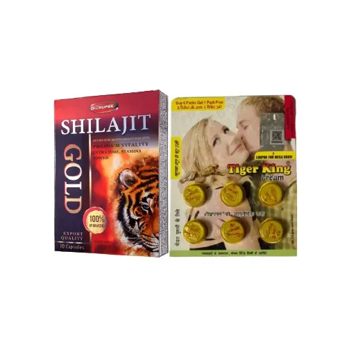 Tiger King Cream 9gm (6 Pack) and Shilajit 10 Capsules Combo for Men