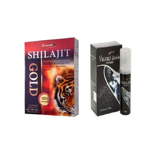 Vigo Lido Long Time Delay Spray + Ayurvedic Shilajit 10 Capsules Combo for Men